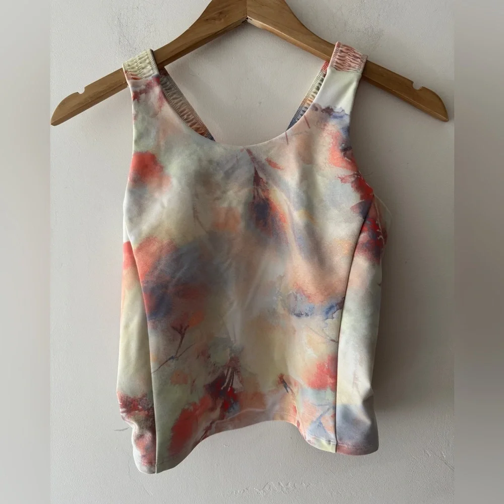 Old Navy Girls PowerSoft Ruched-Strap Tank Top‎ Warm Tie Dye
